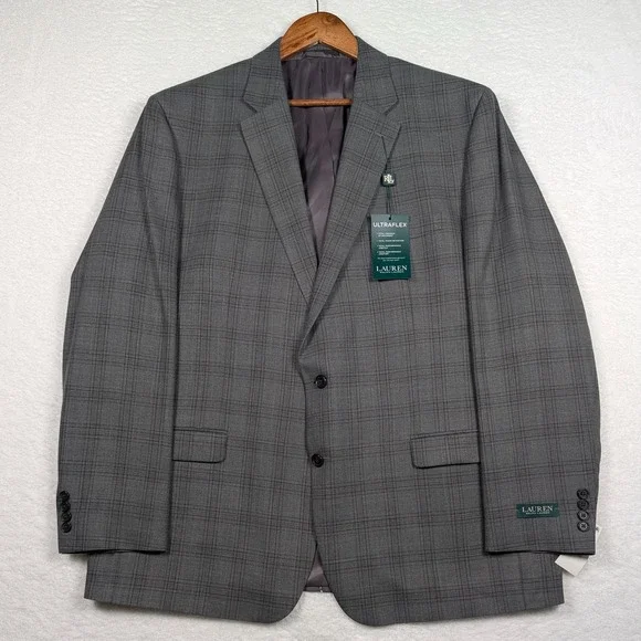 Lauren Ralph Lauren Suit Jacket Mens 50L Glen Plaid Blazer Ultraflex Stretch - Picture 2 of 11